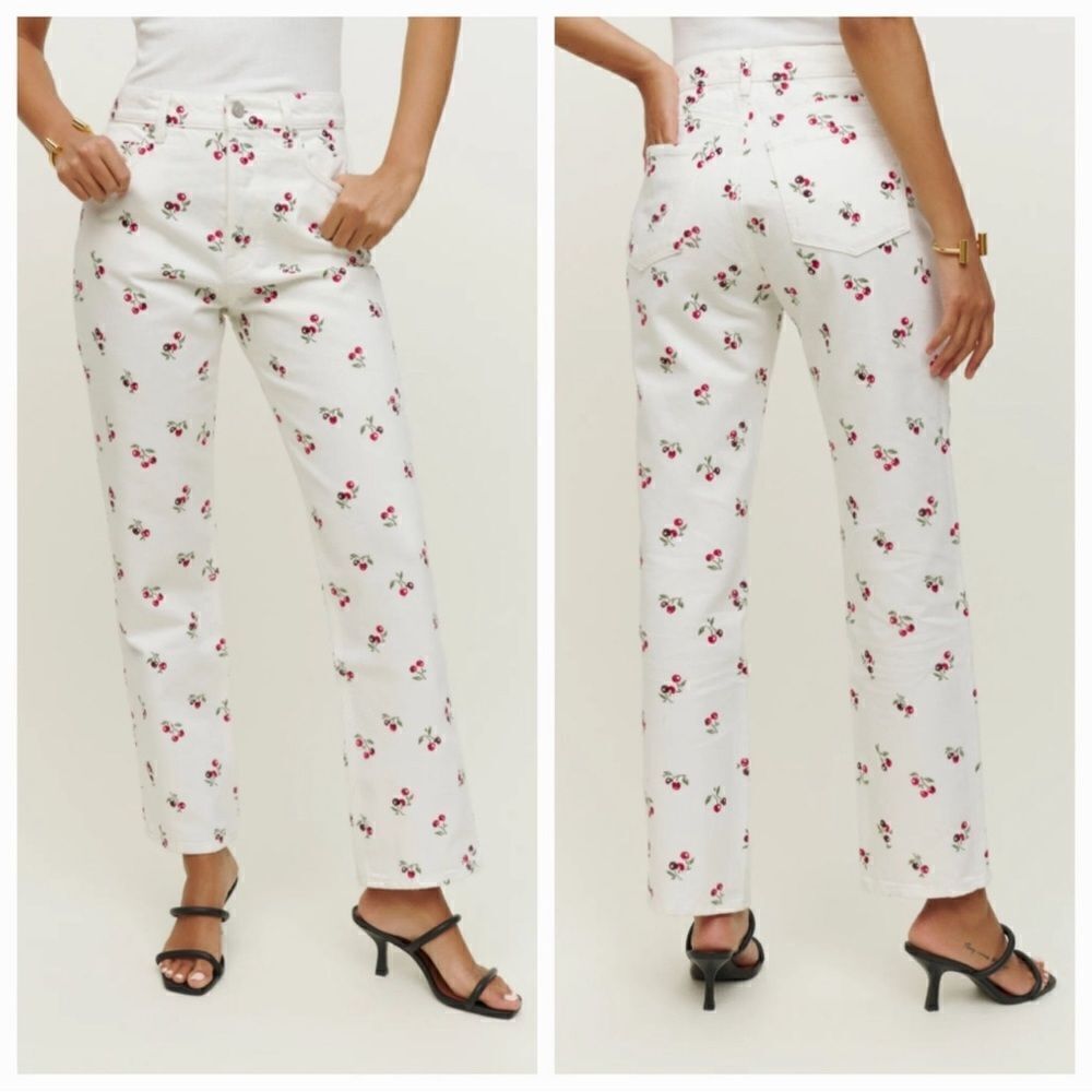 Reformation Cherries Embroidered Pants